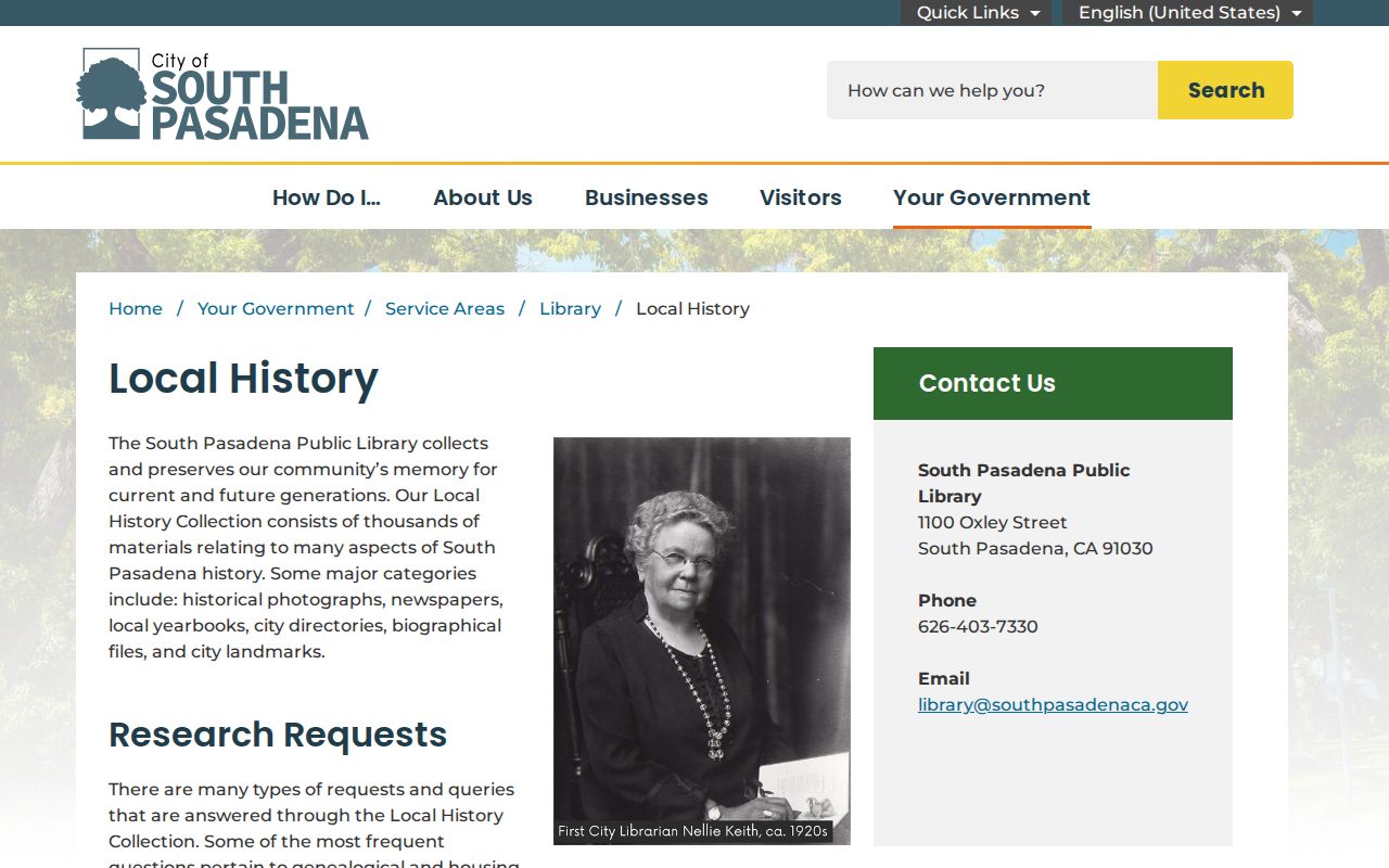 South Pasadena directory holdings in library local history