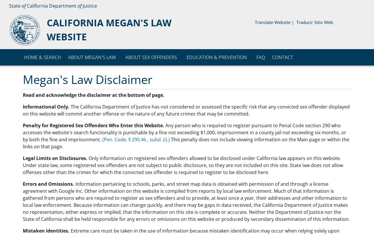 South Pasadena people search California public safety registry