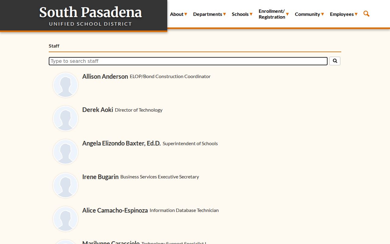 South Pasadena people search school staff directory