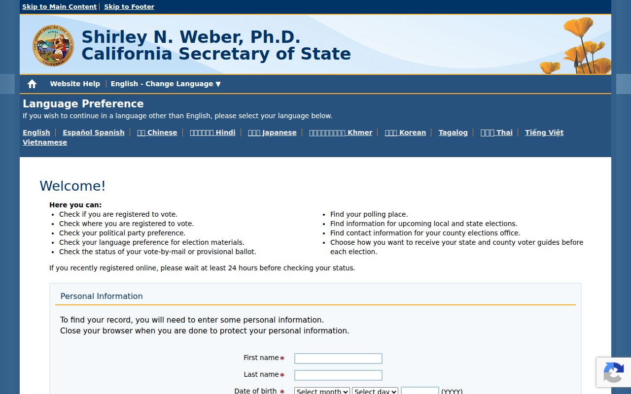 South Pasadena voter registration My Voter Status lookup
